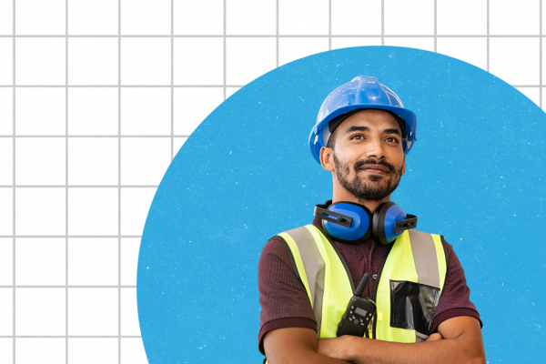 Man wearing safety equipment in FMCG workplace demonstrating safety culture